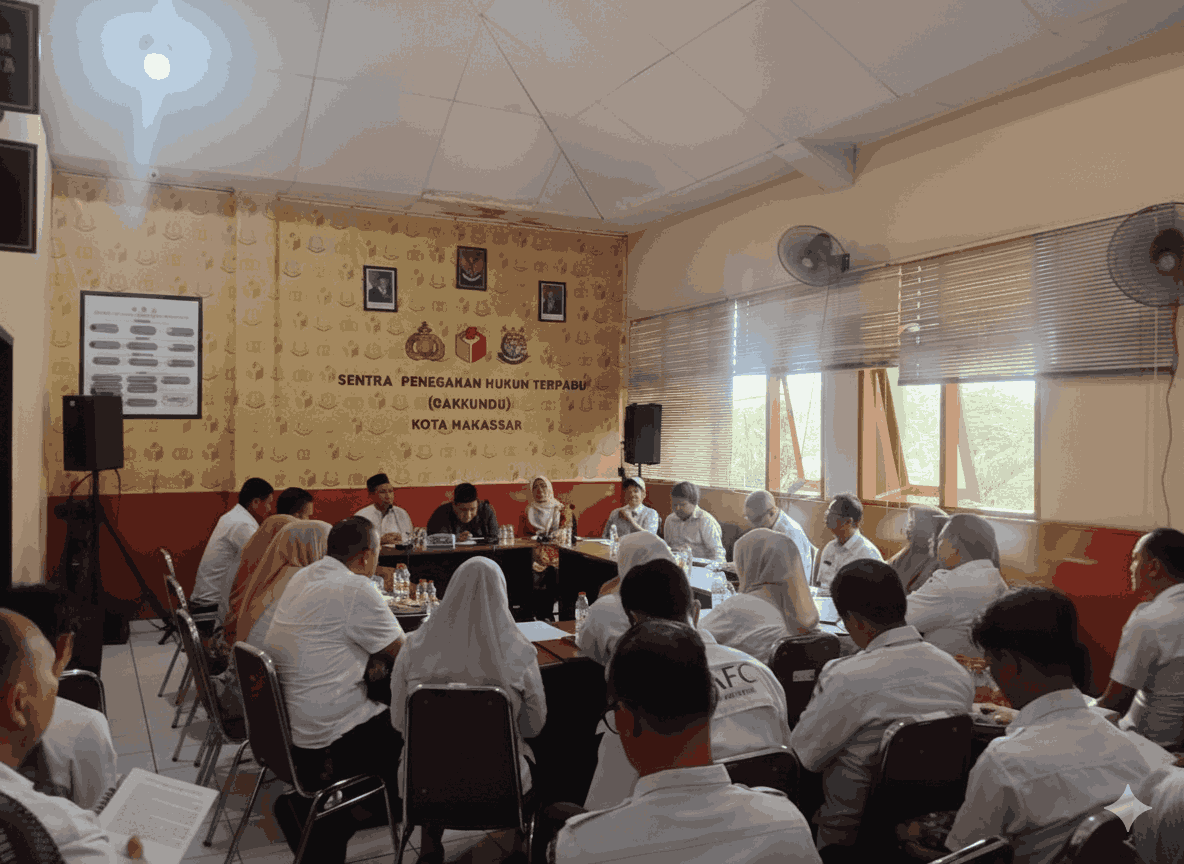 Suasana Rapat Evaluasi Pemutakhiran Data Pemilih (PDPB) dikantor Bawaslu Kota Makassar, Jl. Hertasning No. 11 Makassar