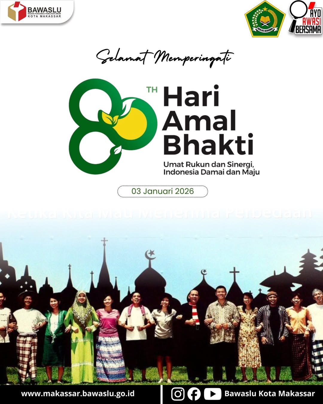 Bawaslu Kota Makassar Ucapkan Selamat Hari Amal Bhakti ke-80