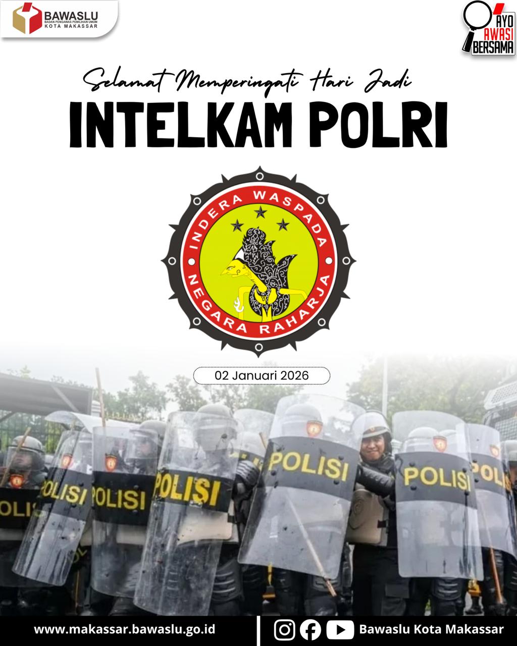 Bawaslu Kota Makassar Ucapkan Selamat Hari Jadi Intelkam Polri