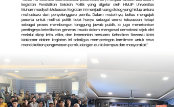 Risal Suaib, S.IP, sebagai narasumber dalam kegiatan Pendidikan Sekolah Politik yang digelar oleh Himpunan Mahasiswa Jurusan Ilmu Pemerintahan (HIMJIP) Universitas Muhammadiyah Makassar